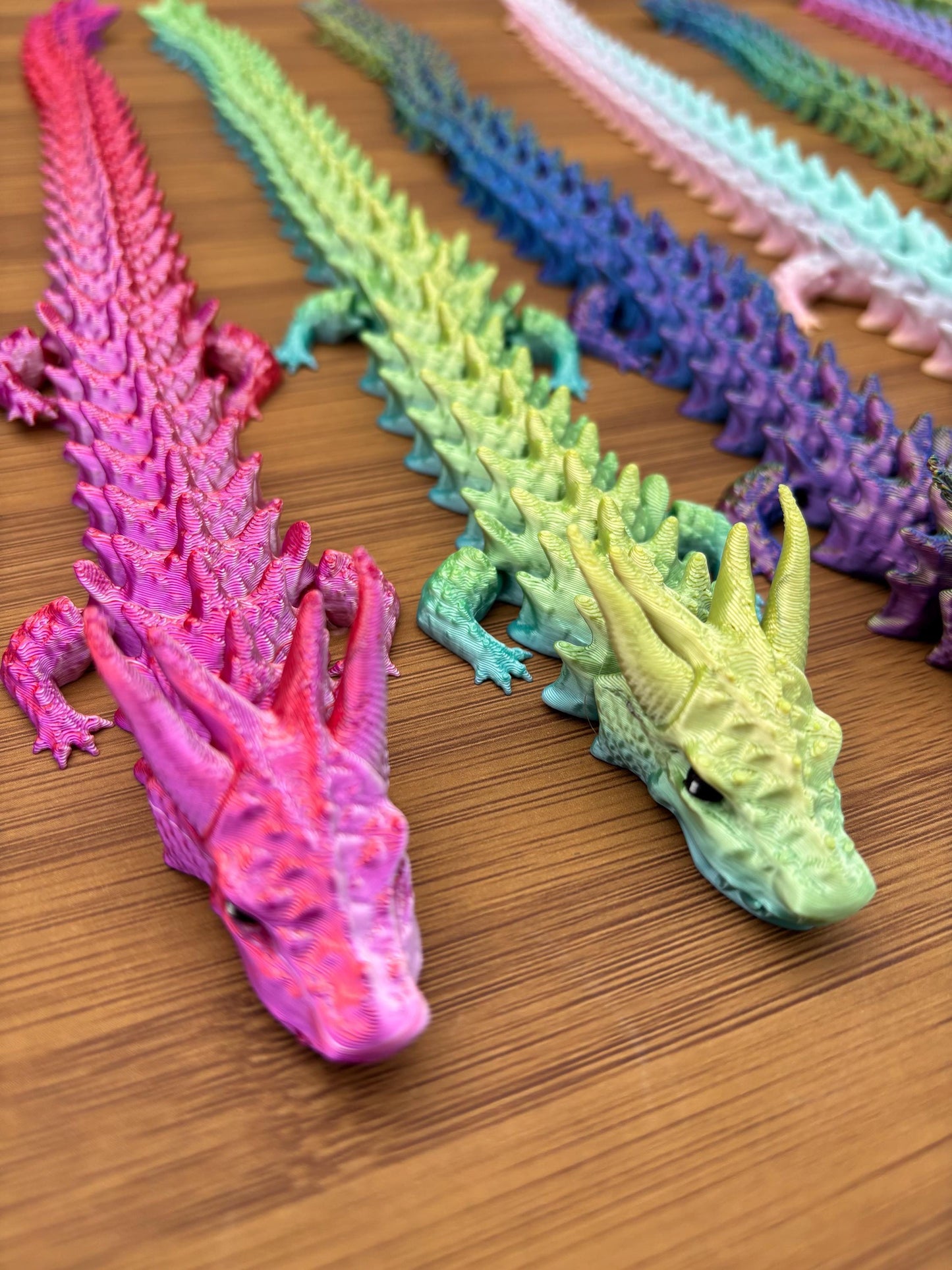 12 Inch Articulated Dragon Fidget Toy | Rainbow PLA Sensory Desk Toy