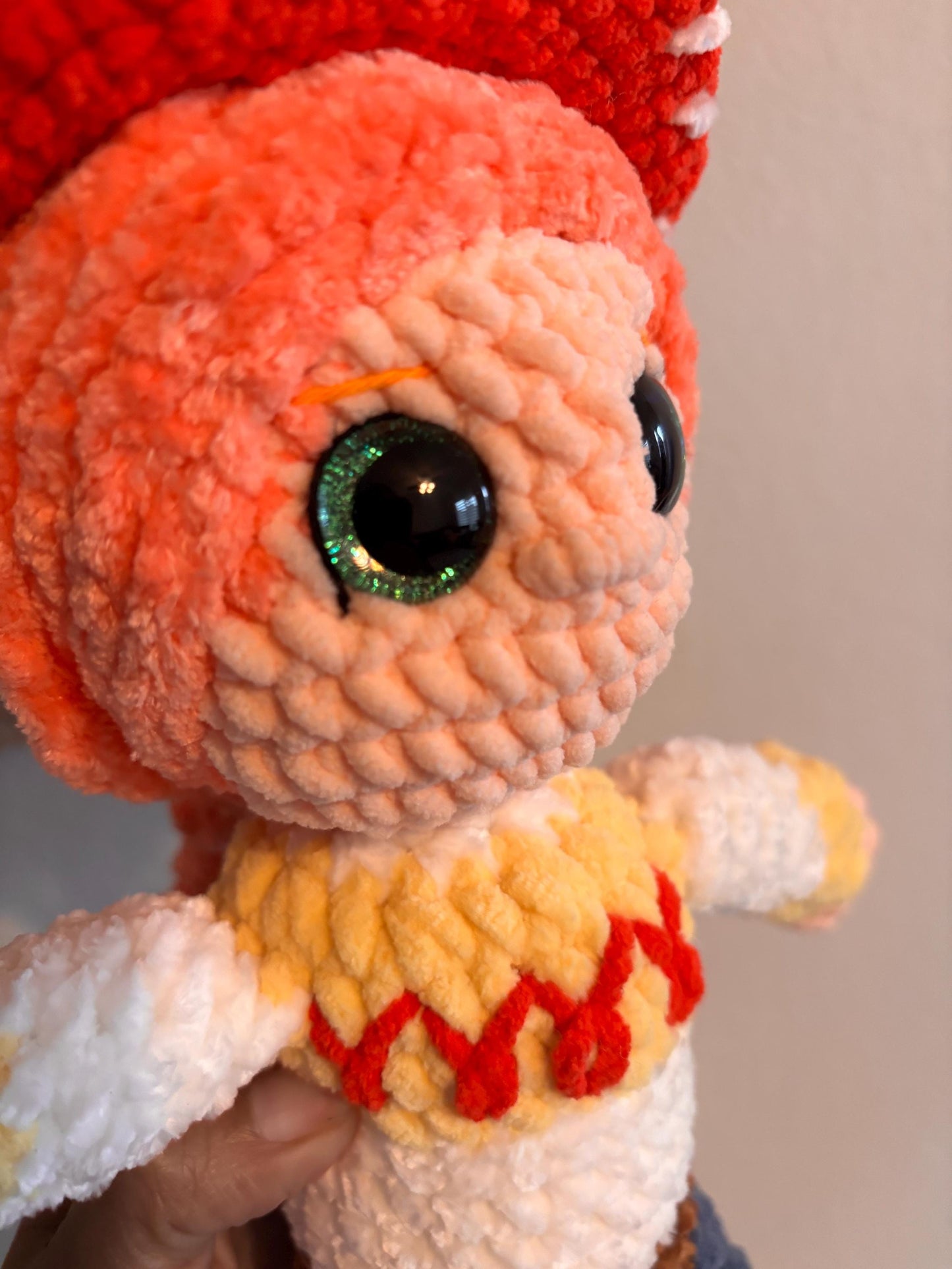 Handmade 12 Inch Cowgirl Crochet Doll – Amigurumi Western Plush Toy – Soft Kids Nursery Decor