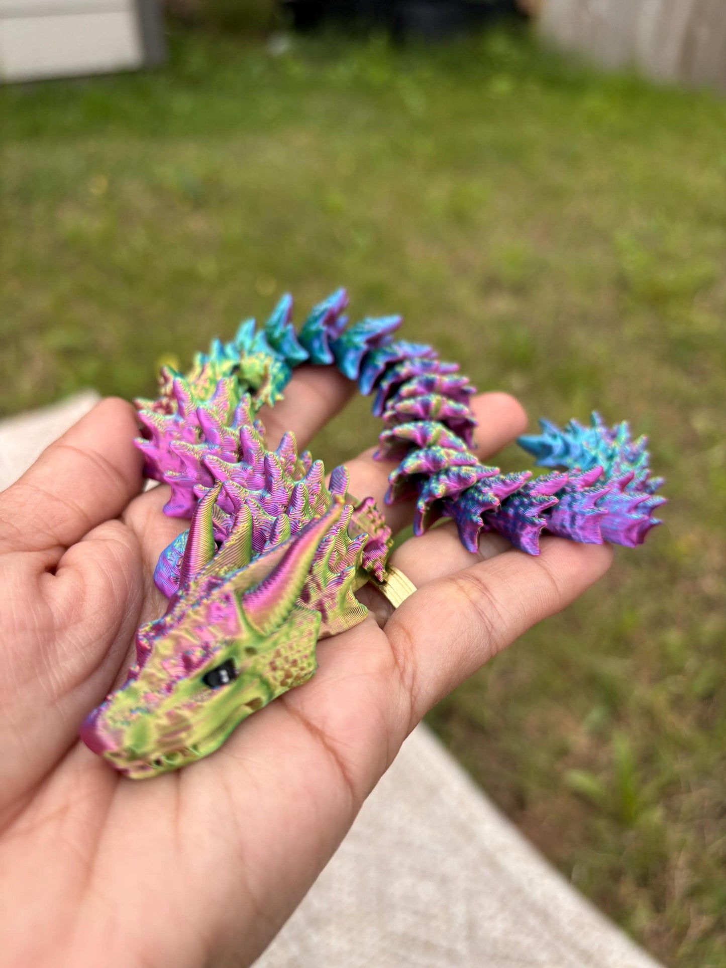 12 Inch Articulated Dragon Fidget Toy | Rainbow PLA Sensory Desk Toy