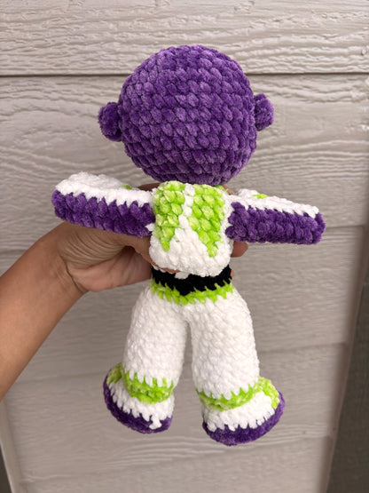 Crocheted Space Ranger Plush – Amigurumi Galaxy Hero Toy, 11-inch Soft Cuddly Doll