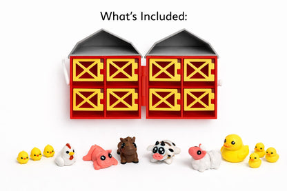 3D Printed Farm Animal Playset with Storage Barn | Montessori Toddler Toy