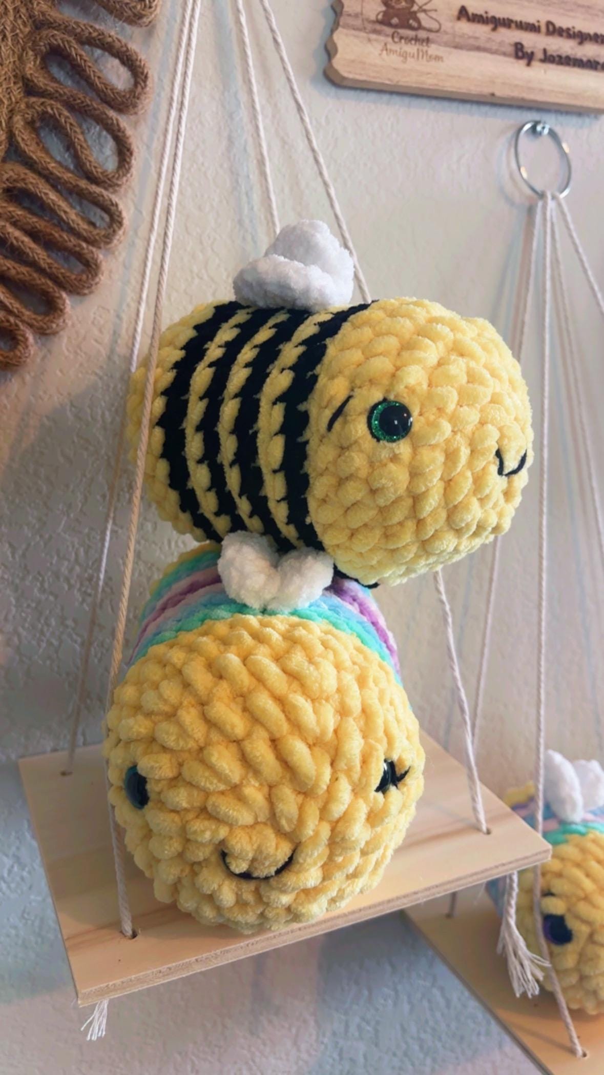 Crochet Bee Plush | Chenille Yarn Stuffed Animal