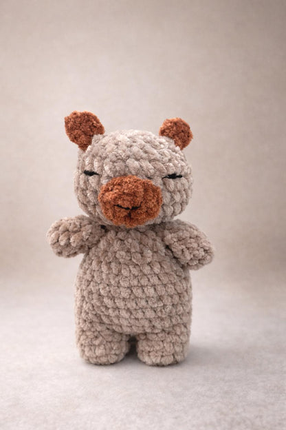 Handmade Crochet Capybara Plush, Soft Nursery Decor