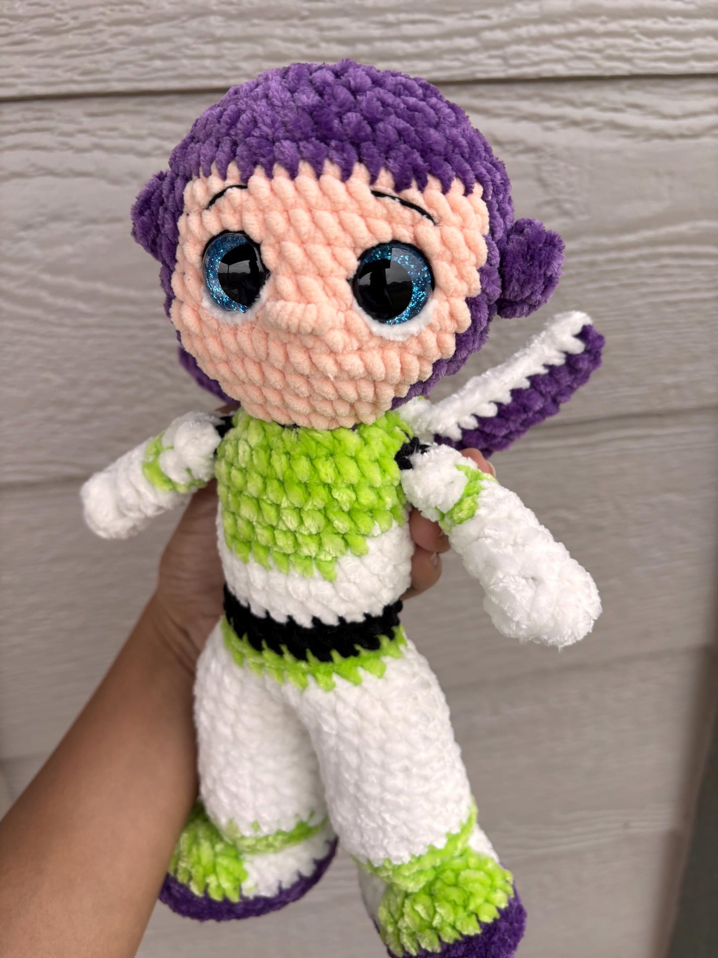 Crocheted Space Ranger Plush – Amigurumi Galaxy Hero Toy, 11-inch Soft Cuddly Doll
