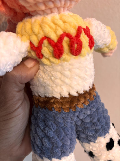 Handmade 12 Inch Cowgirl Crochet Doll – Amigurumi Western Plush Toy – Soft Kids Nursery Decor