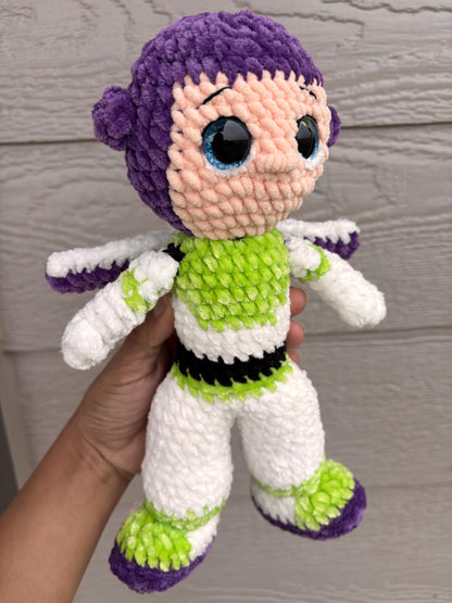 Crocheted Space Ranger Plush – Amigurumi Galaxy Hero Toy, 11-inch Soft Cuddly Doll