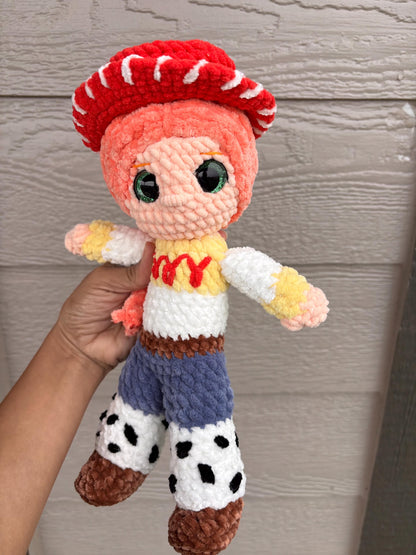 Handmade 12 Inch Cowgirl Crochet Doll – Amigurumi Western Plush Toy – Soft Kids Nursery Decor