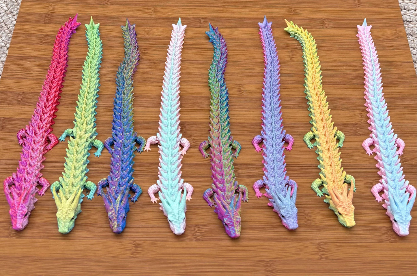 12 Inch Articulated Dragon Fidget Toy | Rainbow PLA Sensory Desk Toy
