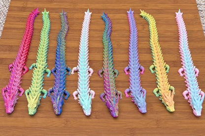 12 Inch Articulated Dragon Fidget Toy | Rainbow PLA Sensory Desk Toy