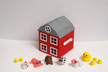 3D Printed Farm Animal Playset with Storage Barn | Montessori Toddler Toy