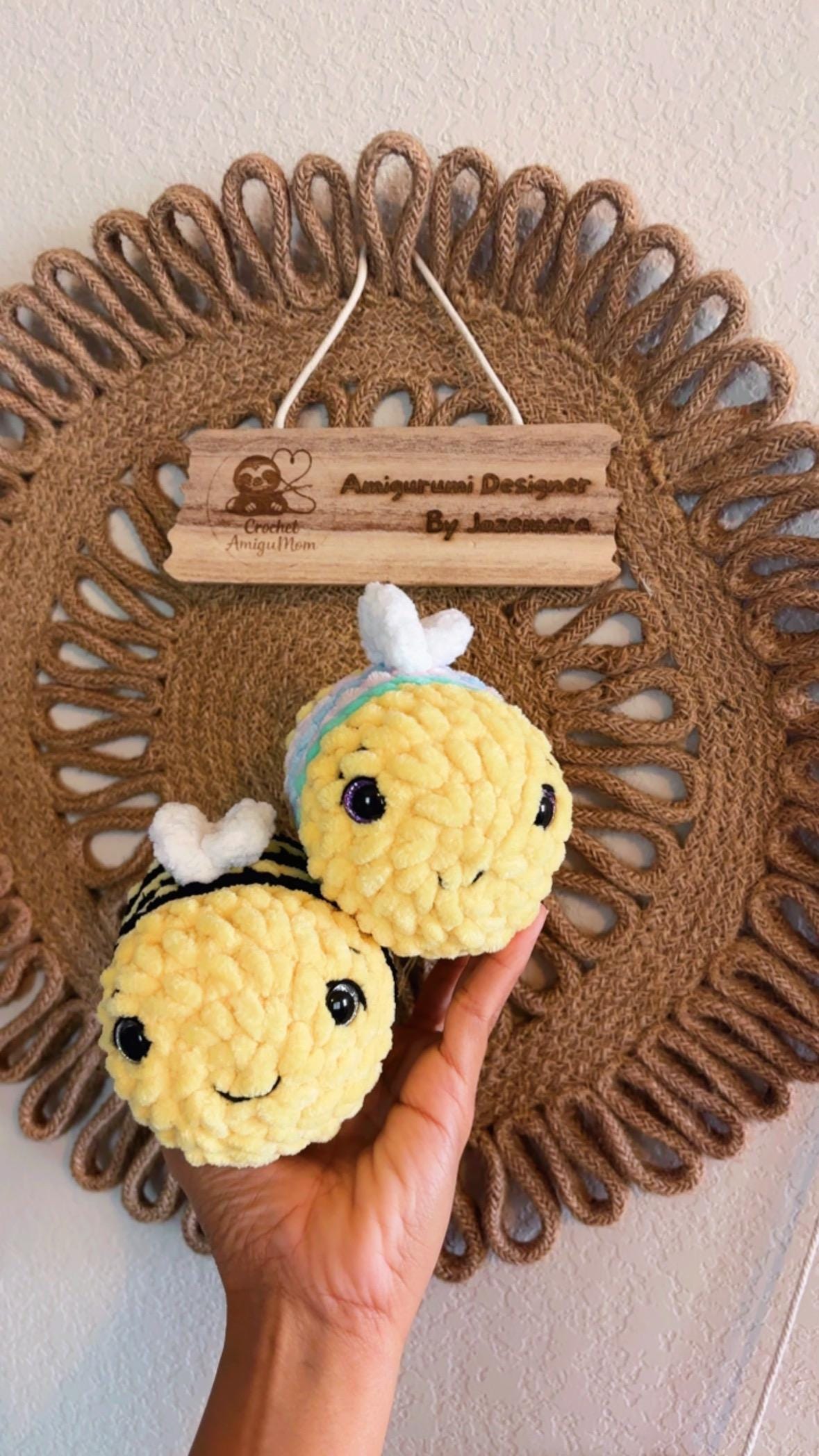 Crochet Bee Plush | Chenille Yarn Stuffed Animal