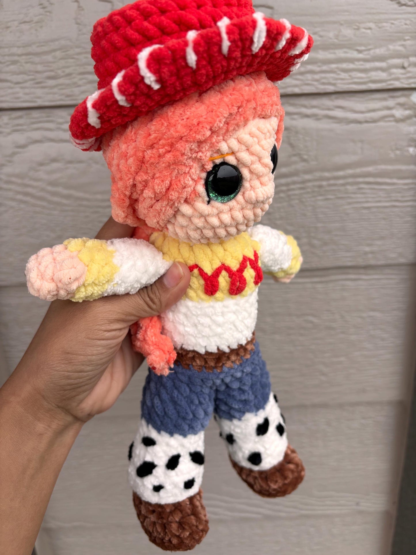 Handmade 12 Inch Cowgirl Crochet Doll – Amigurumi Western Plush Toy – Soft Kids Nursery Decor
