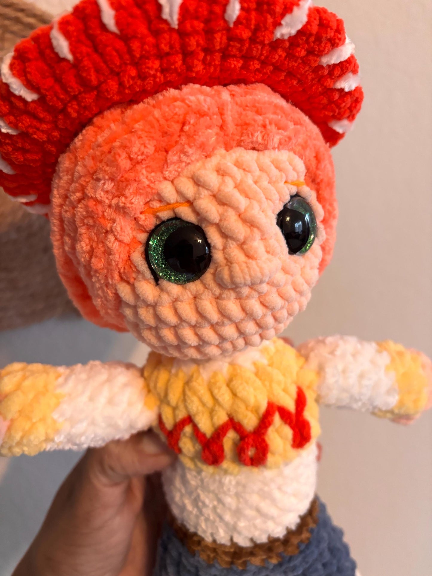 Handmade 12 Inch Cowgirl Crochet Doll – Amigurumi Western Plush Toy – Soft Kids Nursery Decor