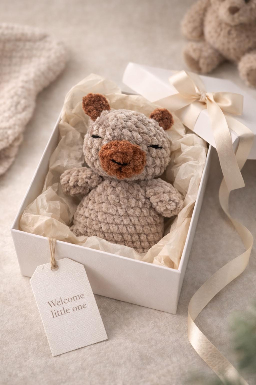 Handmade Crochet Capybara Plush, Soft Nursery Decor