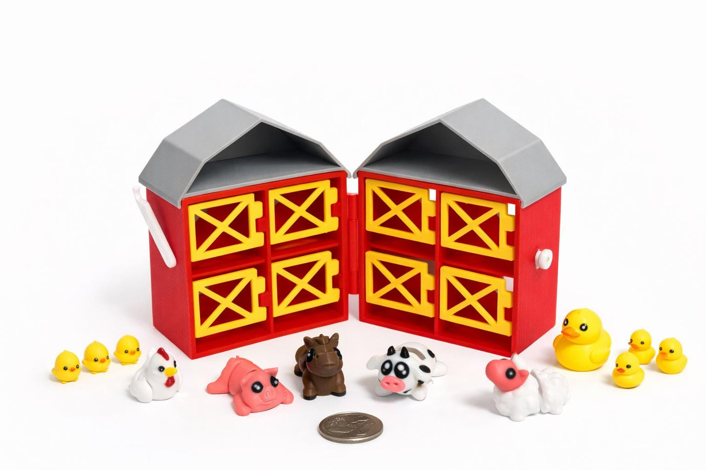 3D Printed Farm Animal Playset with Storage Barn | Montessori Toddler Toy