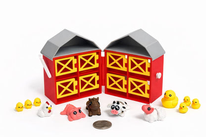 3D Printed Farm Animal Playset with Storage Barn | Montessori Toddler Toy
