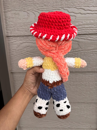 Handmade 12 Inch Cowgirl Crochet Doll – Amigurumi Western Plush Toy – Soft Kids Nursery Decor