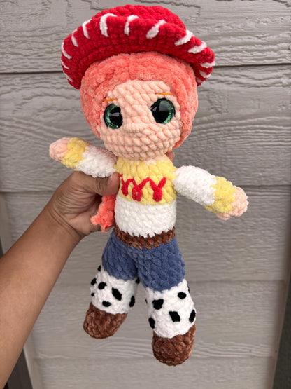 Handmade 12 Inch Cowgirl Crochet Doll – Amigurumi Western Plush Toy – Soft Kids Nursery Decor